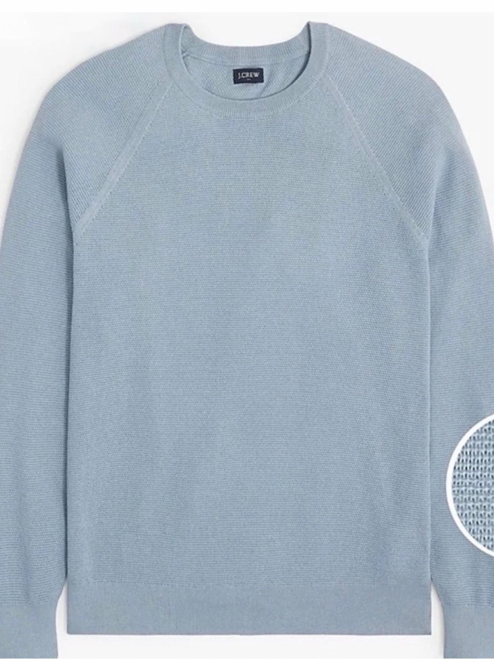NWT J. Crew Cotton Seed-stitch Crewneck Sweater Cotton Raglan Sleeve Large Blue